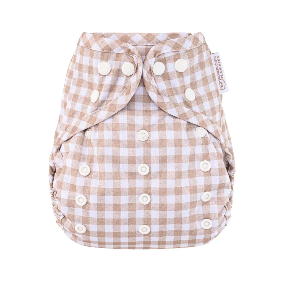 Modern Cloth Nappies One Size luiercover Gingham Taupe lekvrij