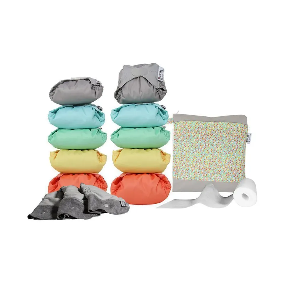 Pop-in parttime bamboe wasbare luiers 10 stuks Brights
