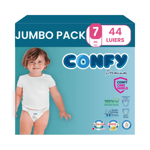 Confy Premium Maat 7 luiers 44 Jumbo Pack hypoallergeen