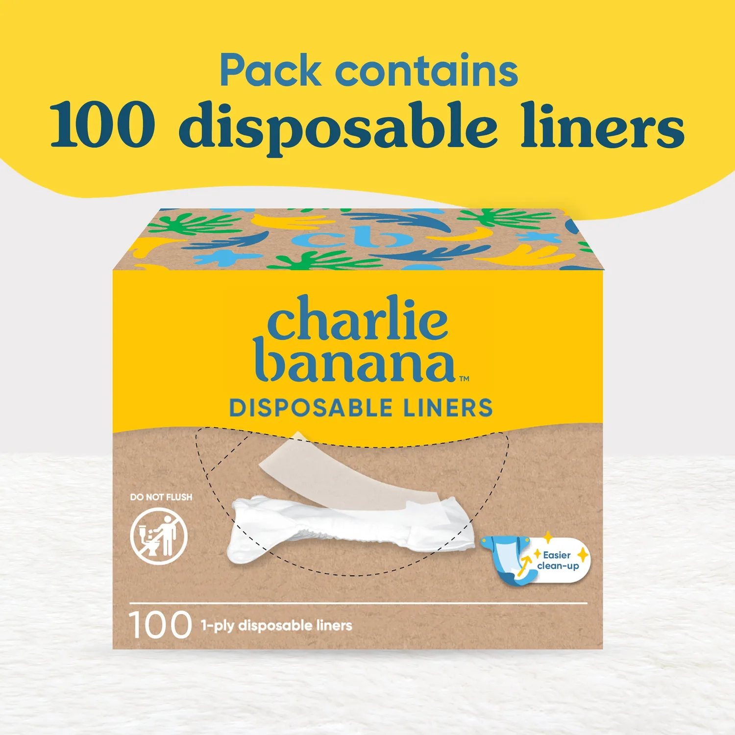 Charlie Banana Inlegvellen Wegwerp Wit 100 stuks katoen
