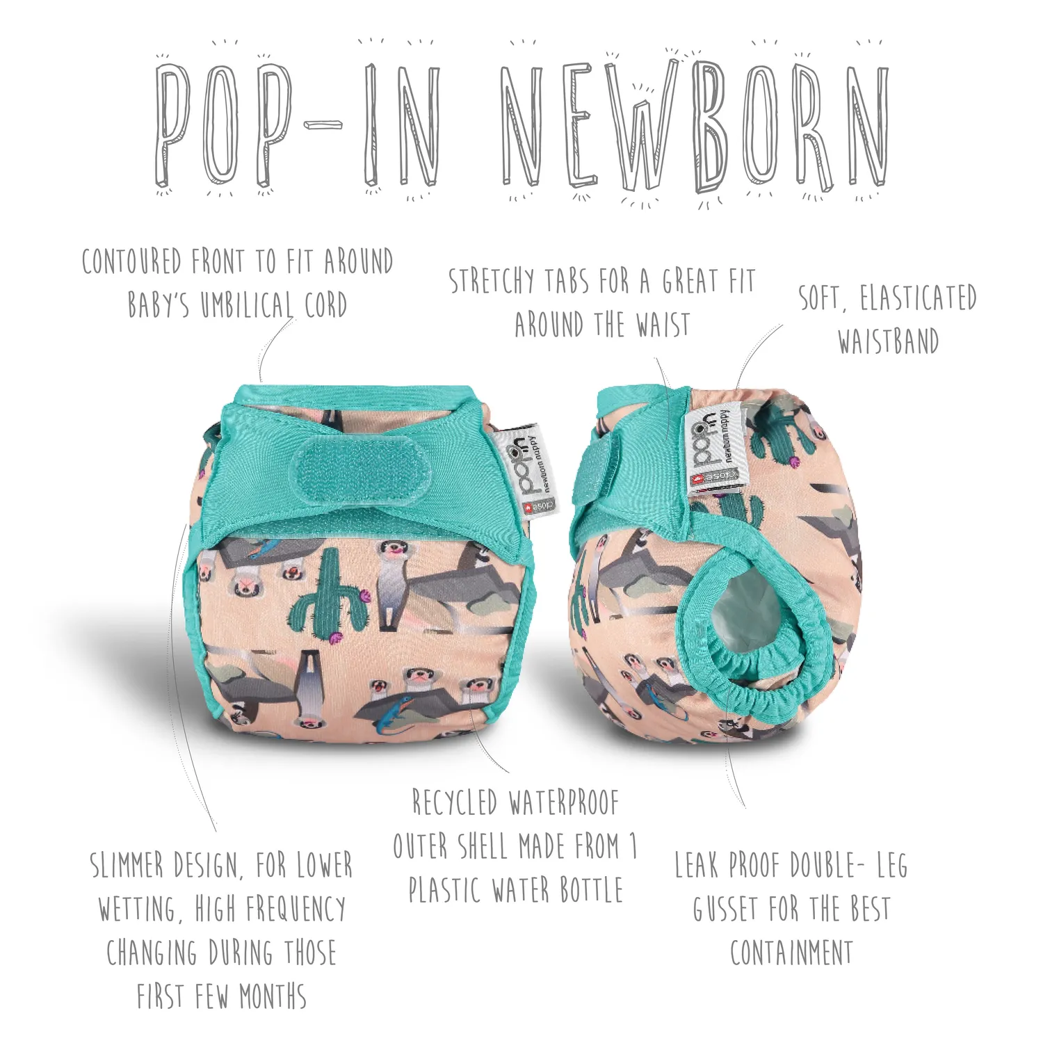 Close Newborn Luier Puffin Enkele Luier Bamboe