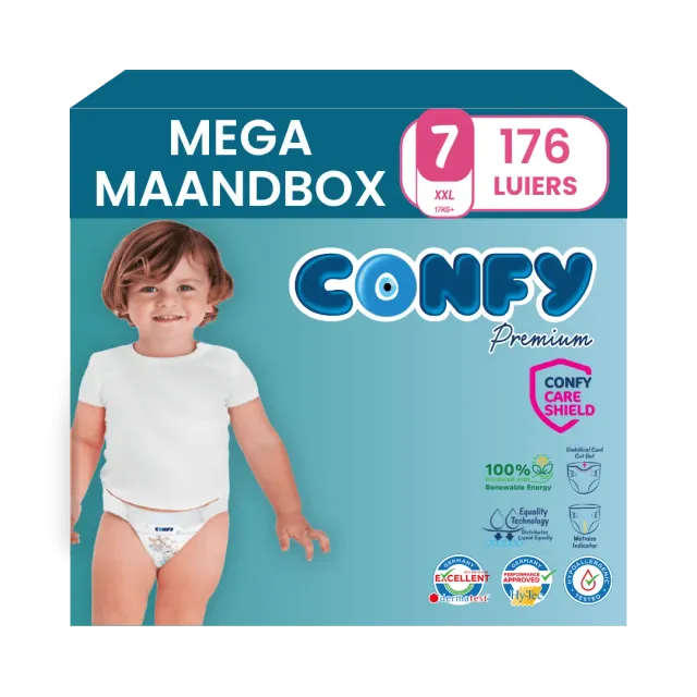 Confy Premium Maat 7 Luiers 176 Stuks Maandbox