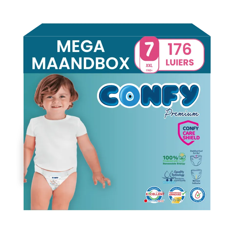 Confy Premium Maat 7 Luiers 176 Stuks Maandbox