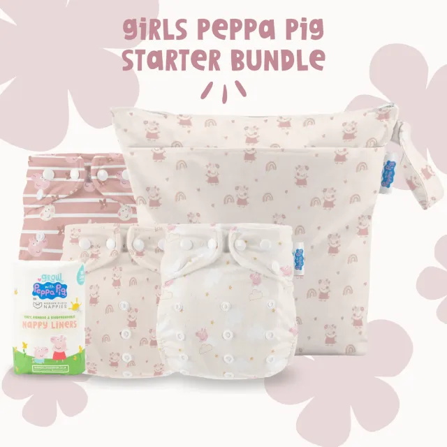 Modern Cloth Nappies Peppa Pig wasbare luiers bundel meisje 3 stuks