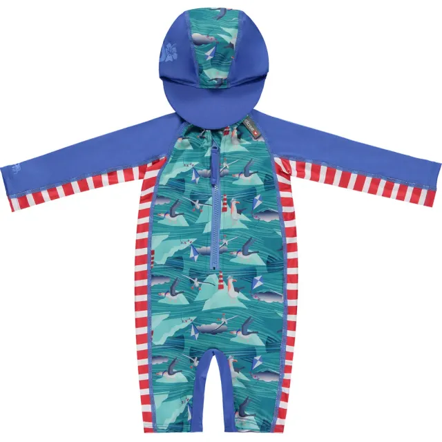 Pop-in Beach Sunsuit UV-pak lange mouwen Albatross gerecycled