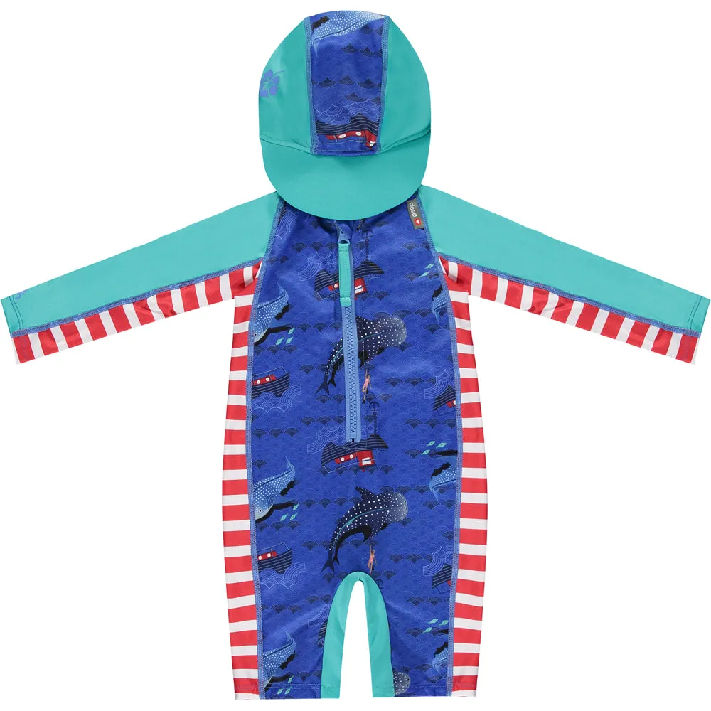 Pop-in Beach Sunsuit UV-pak lange mouwen Albatross gerecycled