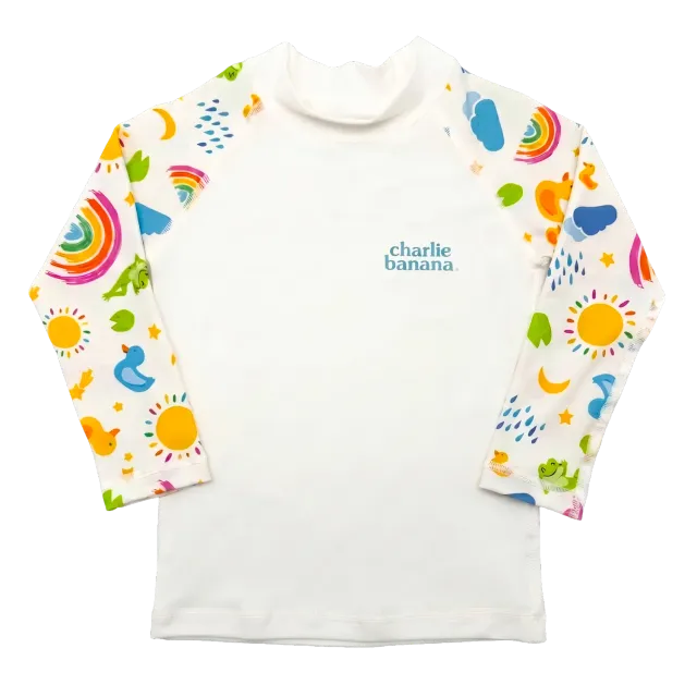 Charlie Banana Rash Guard UPF50+ 12-18M Wit Hello Sunshine