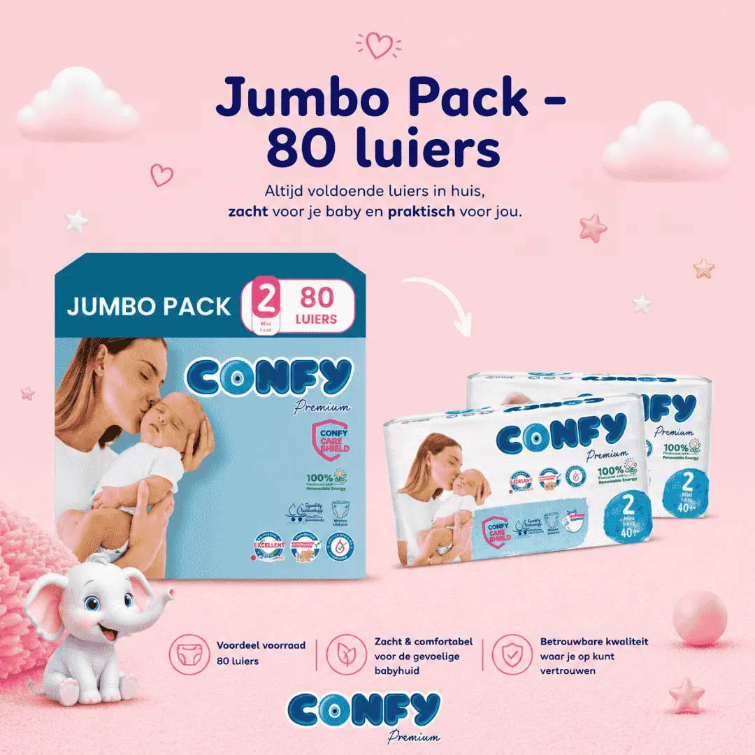 Confy Premium Maat 2 luiers 80 Jumbo Pack gevoelige huid