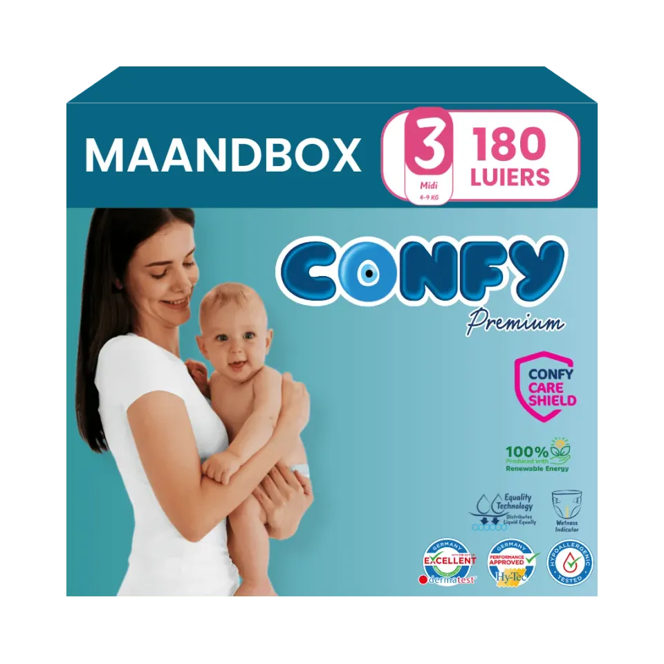 Confy Premium Maat 3 luiers 180 stuks hypoallergeen