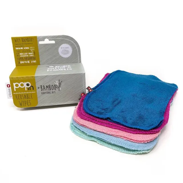 Pop-in Bamboe Wasbare Billendoekjes 10-pack New Pastels zacht