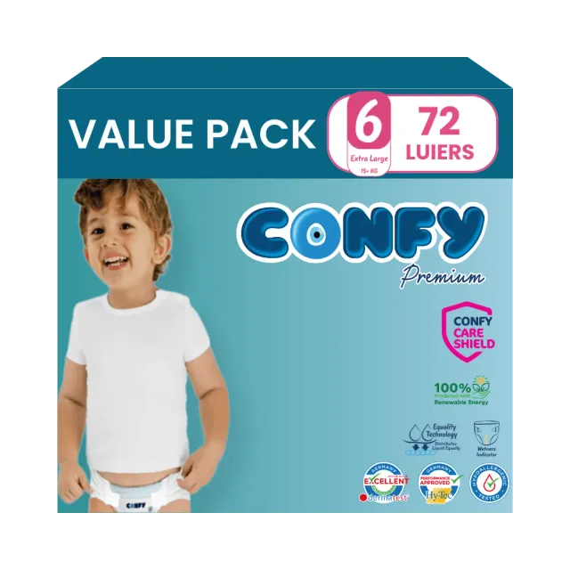 Confy Premium Maat 6 luiers value pack 72 stuks hypoallergeen