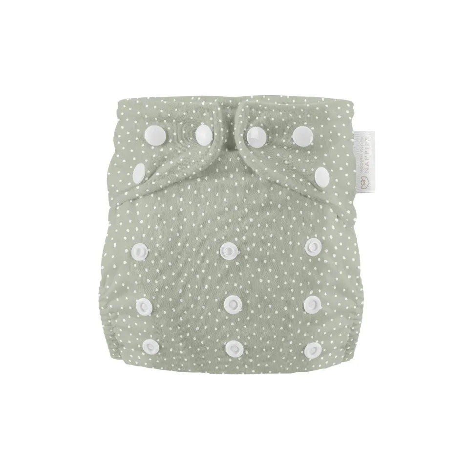 Modern Cloth Nappies Newborn Dottie Sage all-in-one luier