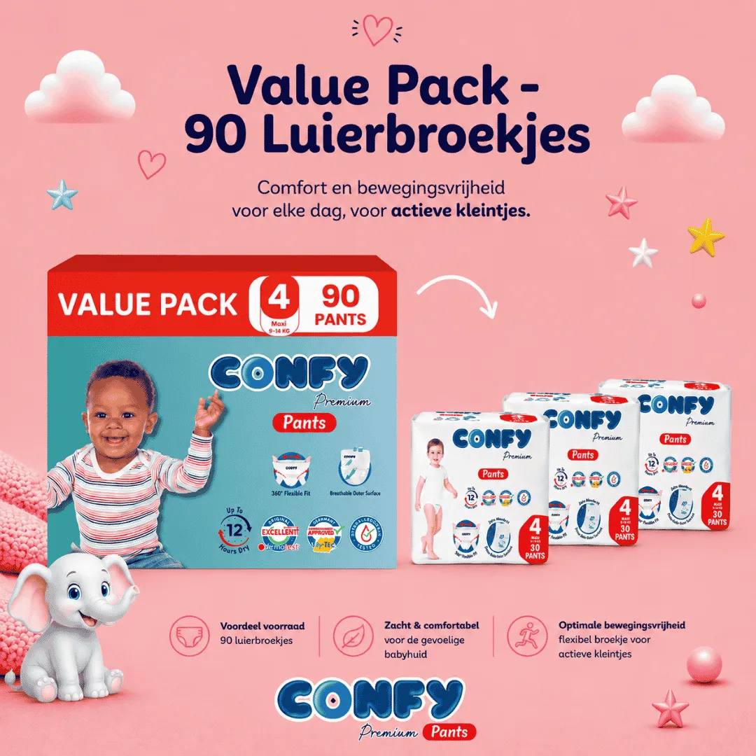 Confy Premium maat 4 luierbroekjes 90 stuks zacht