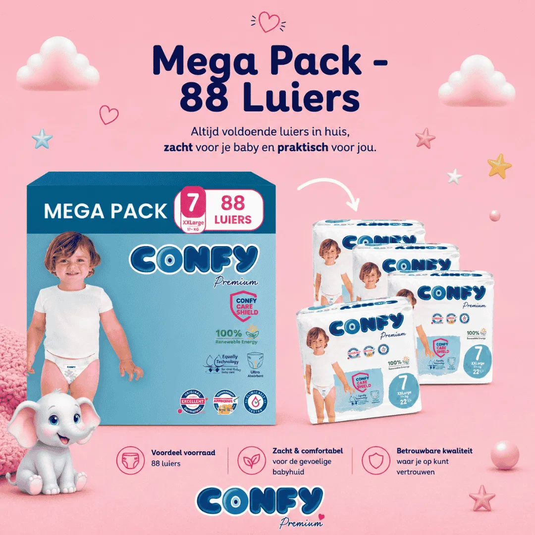 Confy Premium Maat 7 luiers mega pack 88 stuks hypoallergeen