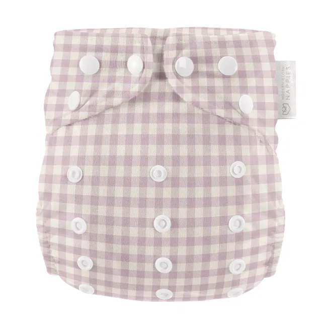 Modern Cloth Nappies Pearl Pocket all-in-one wasbare luier Lilac Gingham one-size