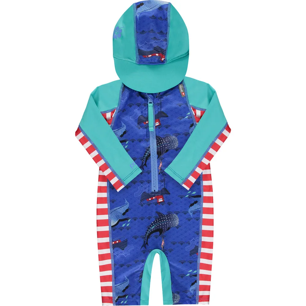 Pop-in Beach Sunsuit UV-pak lange mouwen Albatross gerecycled