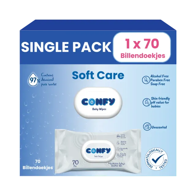 Confy Soft Care Billendoekjes 70 Stuks Geurvrij