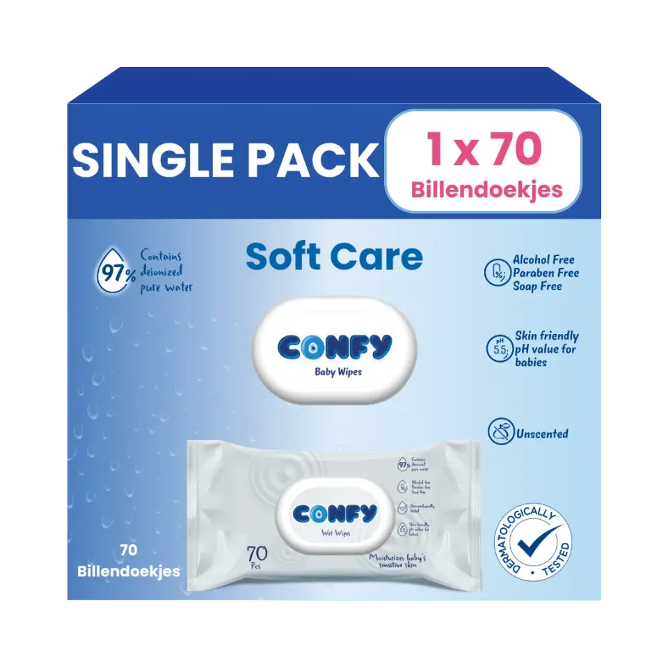 Confy Soft Care Billendoekjes 70 Stuks Geurvrij